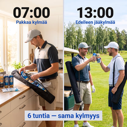 Zvarelo — Golfin kylmälaukku, joka pitää juoman kylmänä ensimmäiseltä teeltä viimeiselle putille