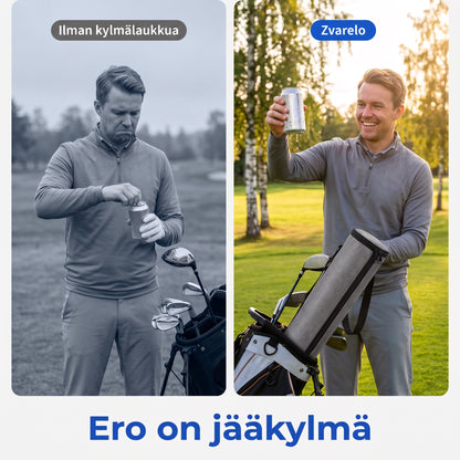 Zvarelo — Golfin kylmälaukku, joka pitää juoman kylmänä ensimmäiseltä teeltä viimeiselle putille