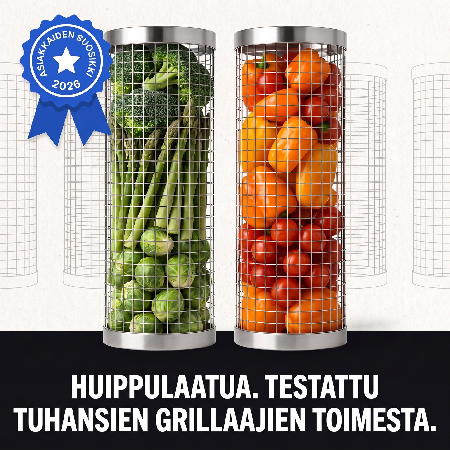 Zvarelo — Grillikori, joka pitää katkaravut ja vihannekset paikallaan ja antaa aidon grillimaun
