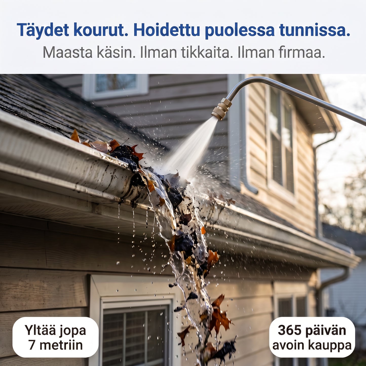 Zvarelo — Painepesuvarsi, jolla puhdistat katon ja kourut ilman tikkaita