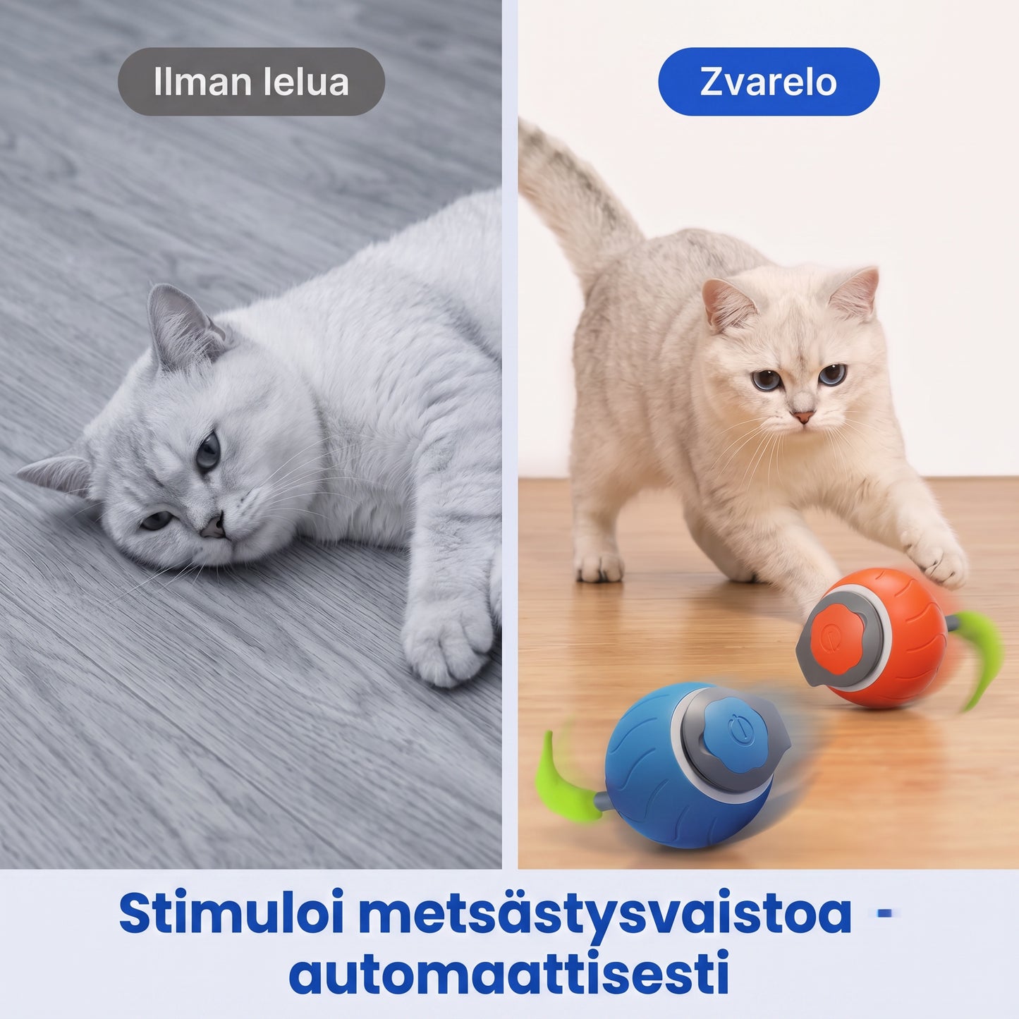 Zvarelo — Kissanlelu, joka liikkuu itsestään ja herättää saalistusvaiston ilman että sinun tarvitsee olla mukana