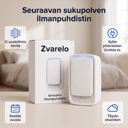 Zvarelo KvalsterFri — Ionisaattori, joka puhdistaa makuuhuoneen hajun hiljaa ja ilman suodattimia, jotta heräät virkeämpänä