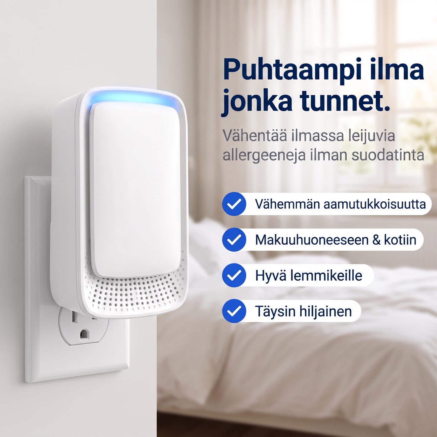 Zvarelo KvalsterFri — Ionisaattori, joka puhdistaa makuuhuoneen hajun hiljaa ja ilman suodattimia, jotta heräät virkeämpänä