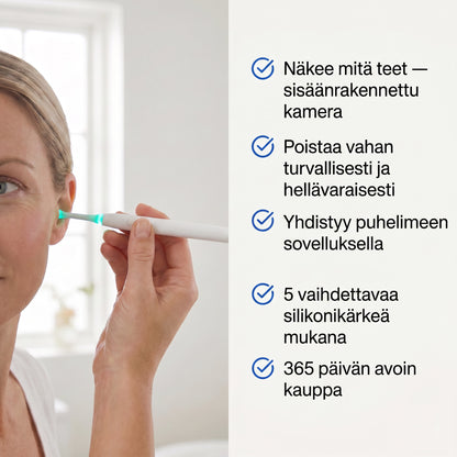 Zvarelo — Korvanpuhdistaja edistyneellä tekniikalla, joka poistaa korvavahan hellävaraisesti kotona