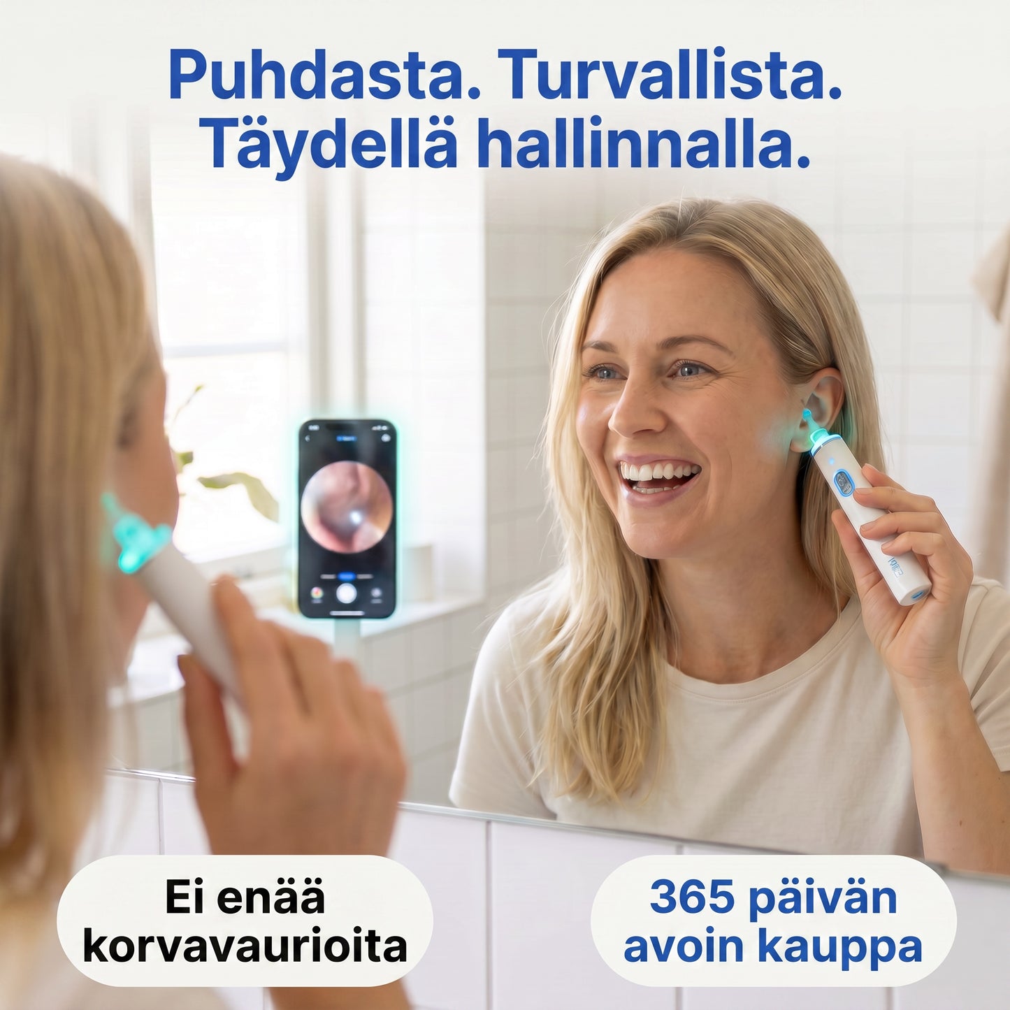 Zvarelo — Korvanpuhdistaja edistyneellä tekniikalla, joka poistaa korvavahan hellävaraisesti kotona