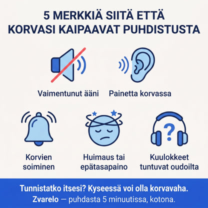 Zvarelo — Korvanpuhdistaja, joka poistaa vahatulpan kotona 3 minuutissa ilman pumpulipuikkoja tai klinikkakäyntiä
