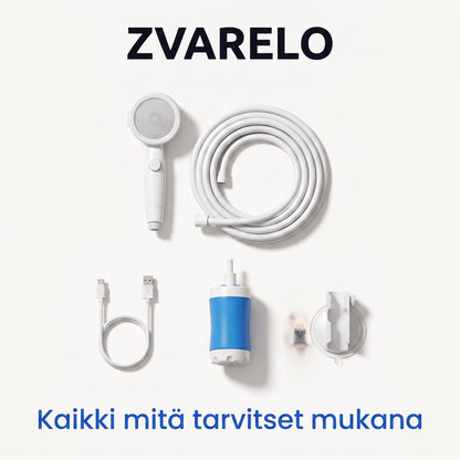 Zvarelo — Kannettava suihku, joka raikastaa sinut missä tahansa alle kahdessa minuutissa