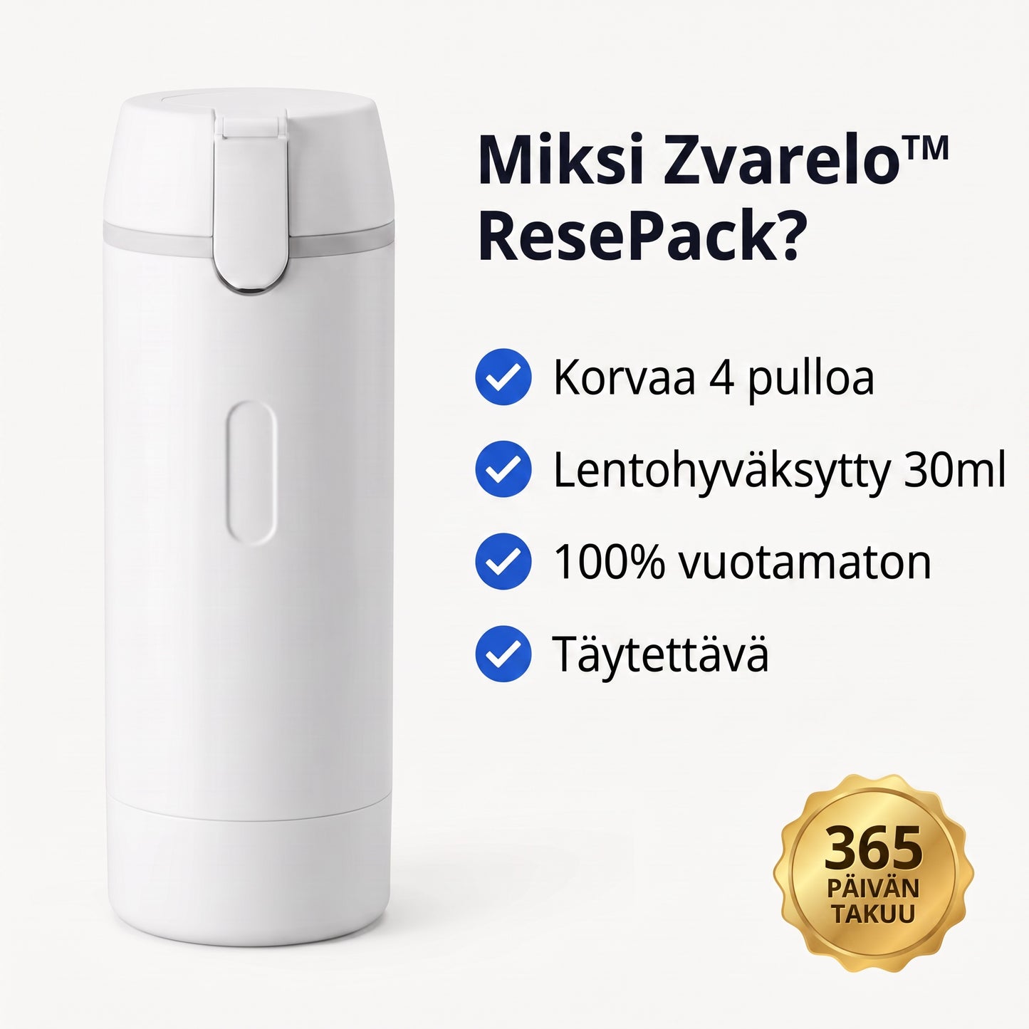 Zvarelo — Matkapullo neljällä pumpulla, joka kokoaa koko rutiinisi vuotamattomasti taskukokoon