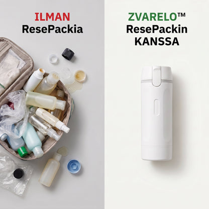 Zvarelo — Matkapullo neljällä pumpulla, joka kokoaa koko rutiinisi vuotamattomasti taskukokoon
