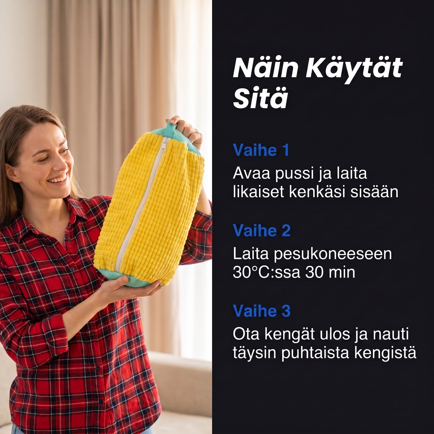 Zvarelo — Kenkäpussi, jossa on 10 000 chenille-kuitua ja joka pesee kengät puhtaiksi koneessa ilman jyskettä