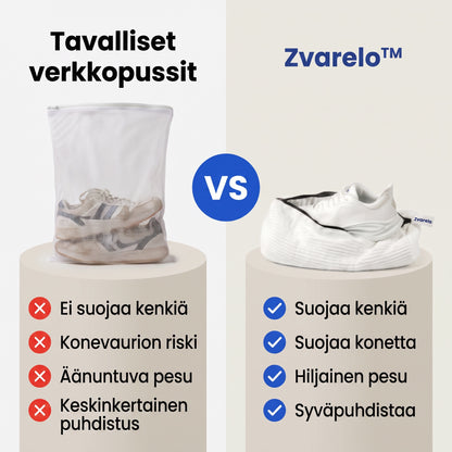 Zvarelo — Kenkäpussi, jossa on 10 000 chenille-kuitua ja joka pesee kengät puhtaiksi koneessa ilman jyskettä