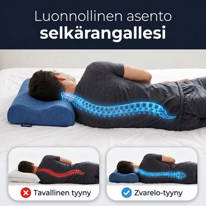 Zvarelo — Ergonominen unityyny muistivaahdolla, joka tukee niskaa ja vähentää aamujäykkyyttä