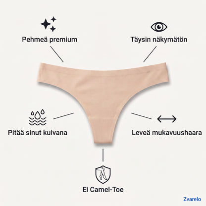 Zvarelo — String-alushousut vahvistetulla tuella, jotka poistavat camel toen kaikkien treenitrikoiden alla ilman että näkyvät