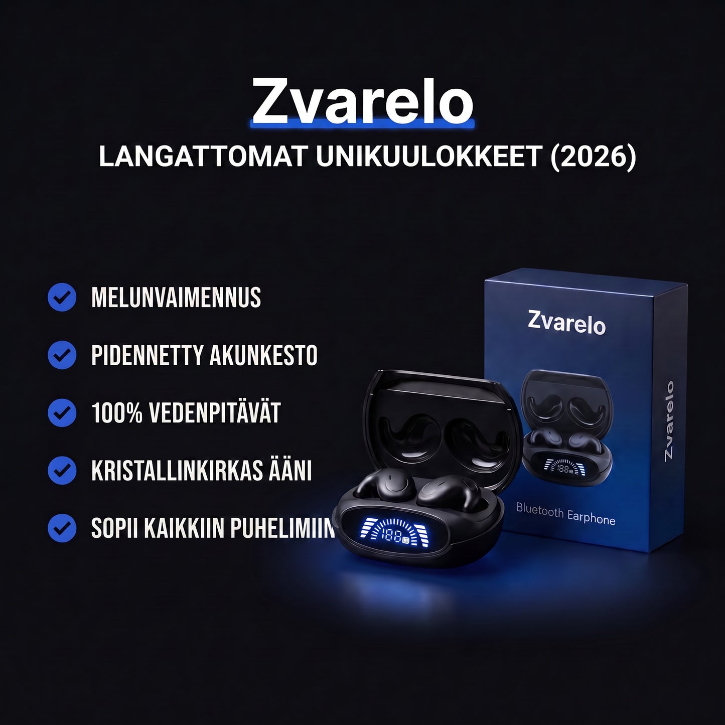 Zvarelo — Langattomat unikuulokkeet, joilla nukahdat musiikin tahtiin ilman johtoja tiellä
