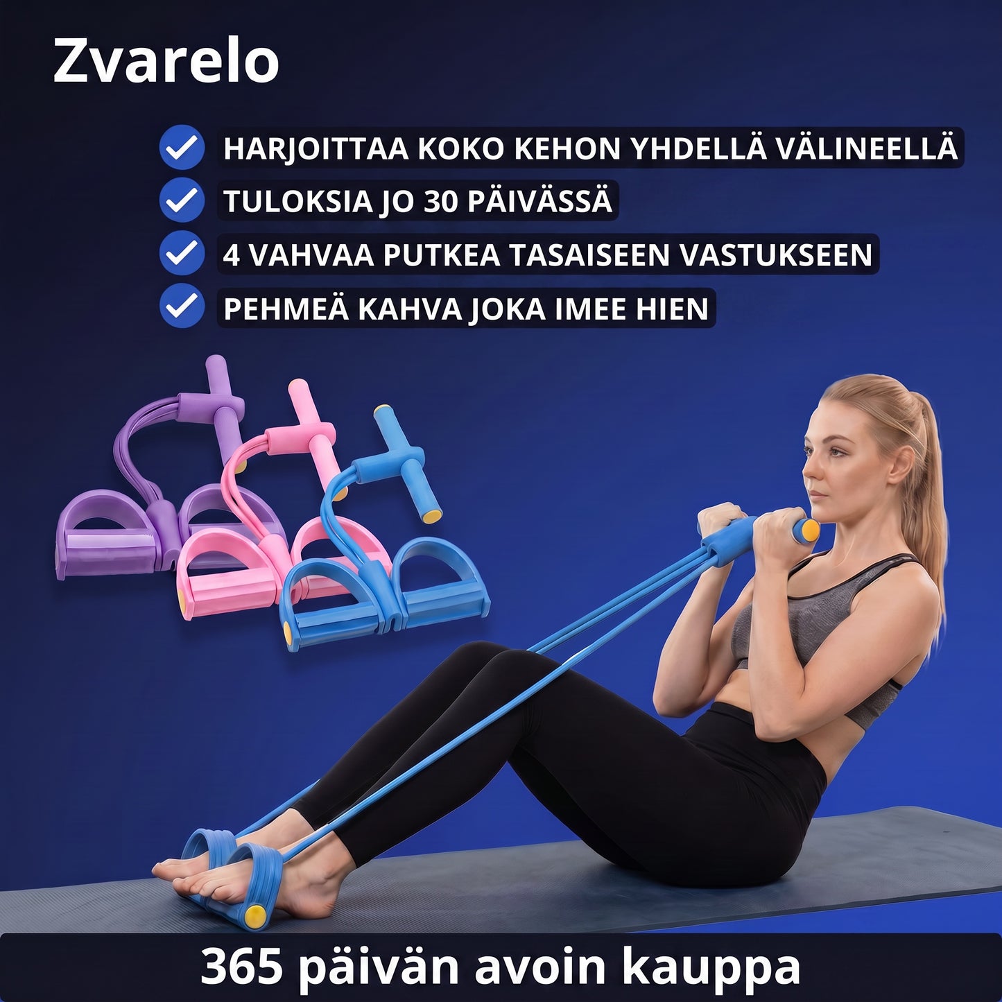 Zvarelo — Laajennettava kuntoilunauha, joka korvaa kuntosalin ja treenaa koko kehon kotona