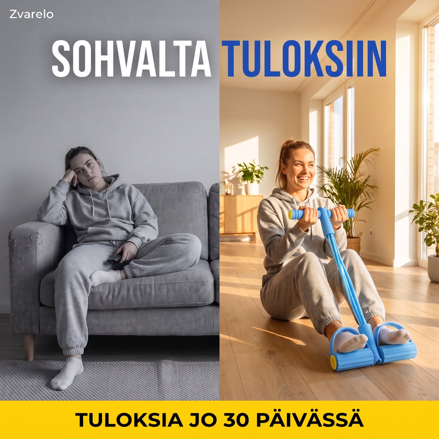 Zvarelo — Laajennettava kuntoilunauha, joka korvaa kuntosalin ja treenaa koko kehon kotona
